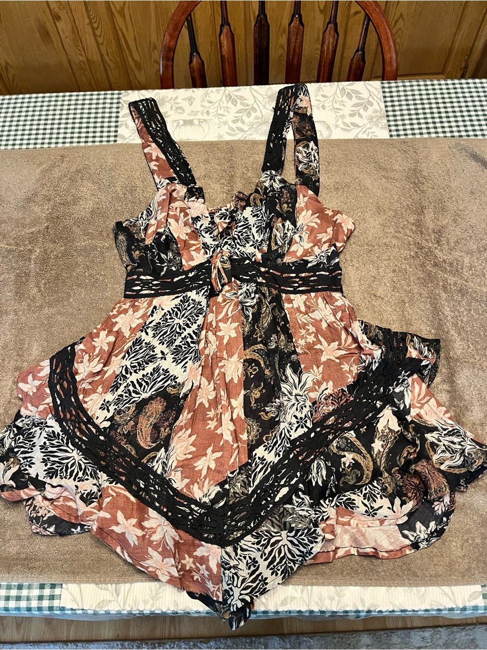 Free People Floral Lace-Trim Strappy Romper